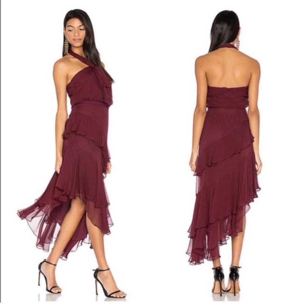 Cinq à Sept Burgundy Asymmetrical Dress